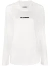 Jil Sander Crew Neck Long Sleeve Boxy Fit Printed Logo Sweatshirt In White
