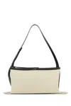 Jil Sander Two-tone Canvas And Leather Medium Empire Shoulder Bag In Blackwhite