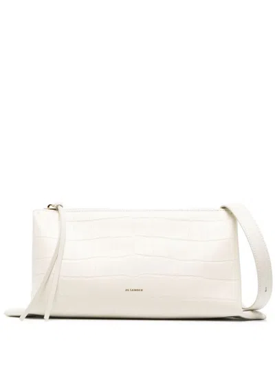 Jil Sander Leather Crossbody Bag In White