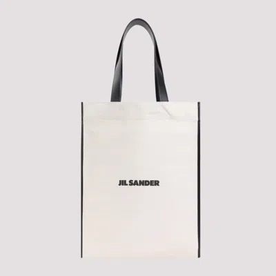 JIL SANDER WHITE FLAT MEDIUM TOTE