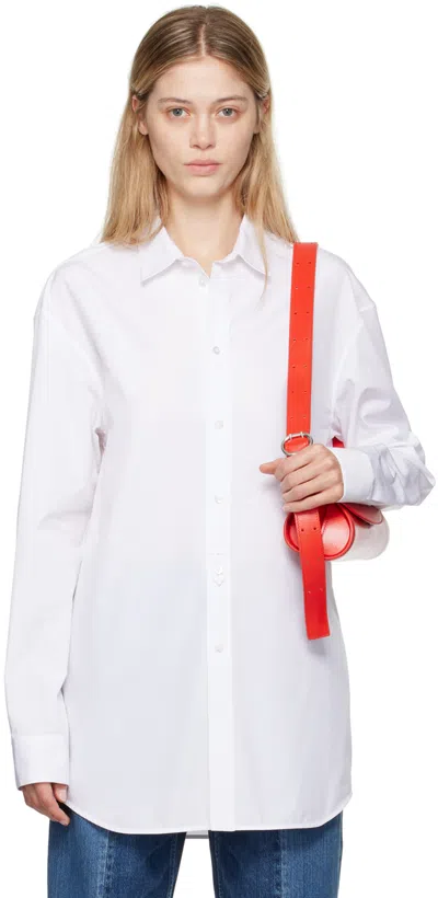 Jil Sander Band-collar Cotton Shirt In 100 White