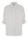 Jil Sander White Half Sleeve Shirt With Pointed Collar In White