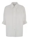 Jil Sander White Half Sleeve Shirt With Pointed Collar In Multicolor