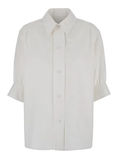 Jil Sander White Half Sleeve Shirt With Pointed Collar In Cotton Woman