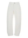 Jil Sander White Jeans With Logo Patch On The Rear And Fringed Hem In Denim Woman In White
