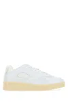 Jil Sander White Leather And Fabric Basket Sneakers In Multi