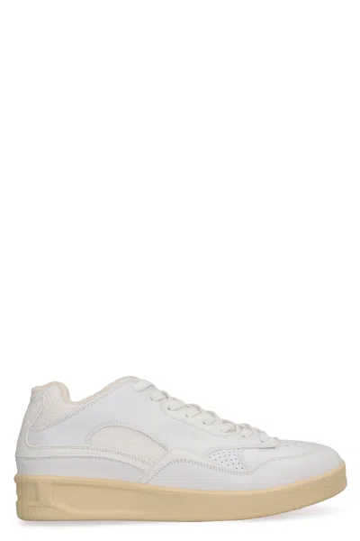Jil Sander White Leather And Fabric Sneakers In Multi