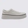 Jil Sander White Low-top Sneakers With Platform And Tonal Heel Tab In Leather In White