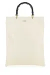 Jil Sander Ivory Leather Medium Shopping Bag In White