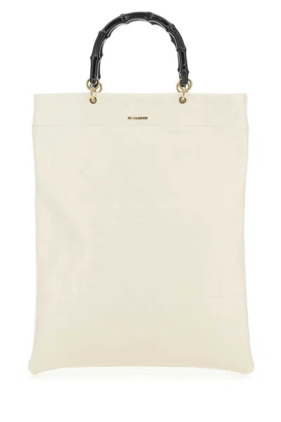 JIL SANDER WHITE LEATHER TOTE BAG