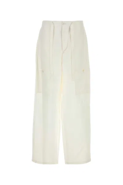 Jil Sander Tailored Cotton-silk Blend Pants In White