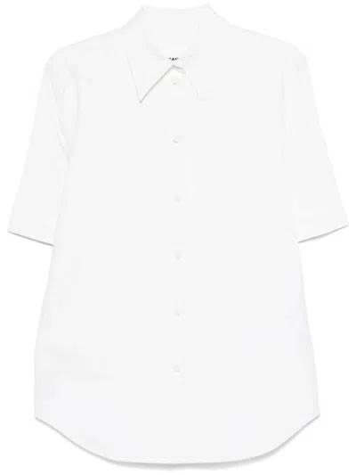 Jil Sander White Linen Shirt With Classic Collar In Multicolor