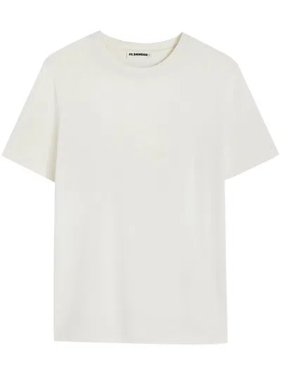 Jil Sander H Camiseta Parche Espalda Crudo In White