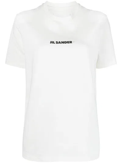 JIL SANDER WHITE LOGO COTTON T-SHIRT
