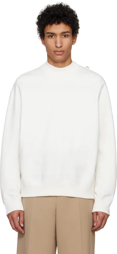 Jil Sander White Logo Flag Shoulder Sweatshirt In 100 Optic White