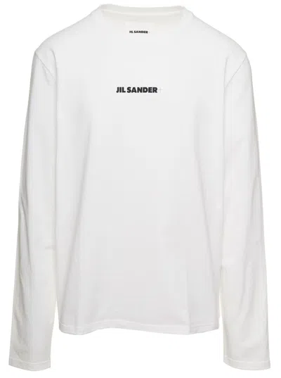 JIL SANDER WHITE LOGO LONG SLEEVE T-SHIRT