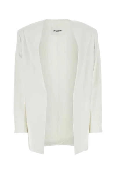 JIL SANDER WHITE LOGO PATCH BLAZER