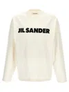 Jil Sander Men White Crewneck Sweatshirt With Contrasting Logo Print At The Front In Cotton Man In White