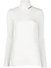 Jil Sander High-neck Long Sleeve Top With Logo Detail In White