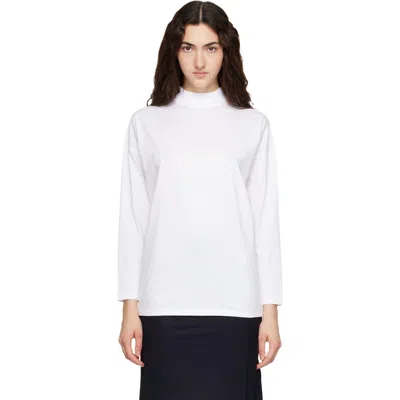 Jil Sander White Long Sleeves Mock Neck Boxy Fit T-shirt