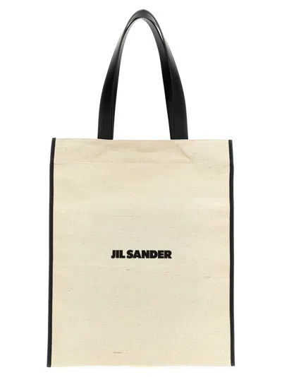JIL SANDER WHITE MEDIUM FLAT TOTE BAG