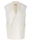 Jil Sander Flap Pockets Oversized Tailored Vest In White