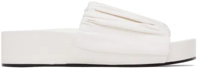 JIL SANDER WHITE OVERSIZED RUCHED SANDALS