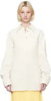 Jil Sander White Pointed Collar Jacket In 104 Natural