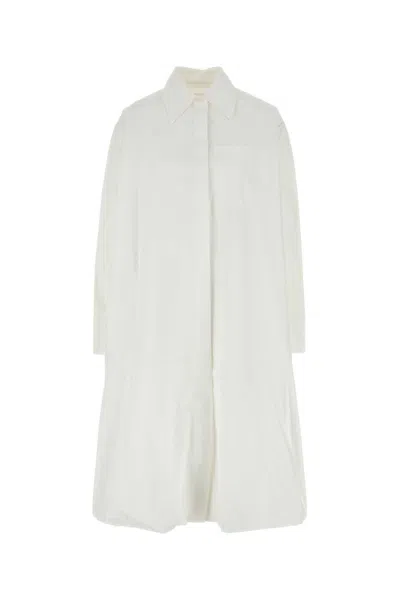 JIL SANDER WHITE POPLIN SHIRT DRESS