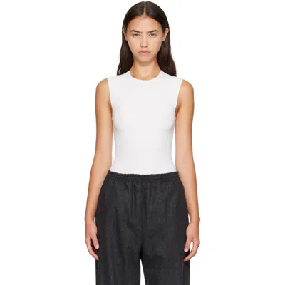 Jil Sander White Ribbed Bodysuit In 100 Optic White