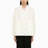 JIL SANDER WHITE SHIRT JACKET WITH LOGO