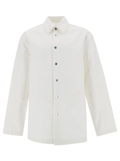 Jil Sander White Shirt With Embossed Logo In Denim