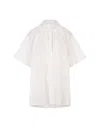 JIL SANDER WHITE SHIRT WITH GATHERING ON THE NECK