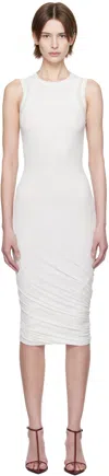 Jil Sander White Sleeveless Twisted Midi Dress In 100 Optic White