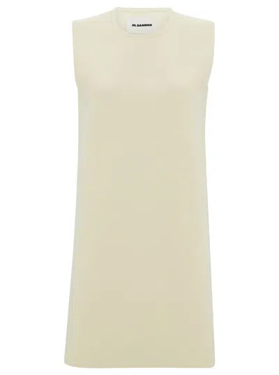 JIL SANDER WHITE SLEEVELESS WHITE DRESS
