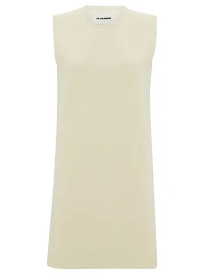 JIL SANDER WHITE SLEEVELESS WHITE DRESS IN COTTON WOMAN