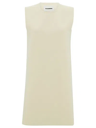 Jil Sander White Sleeveless White Dress In Cotton Woman