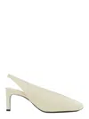 Jil Sander White Slingback Pumps With Square Toe And High Heel In Leather Woman In White