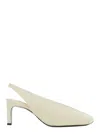 Jil Sander White Slingback Pumps With Square Toe And High Heel In Leather Woman
