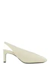 Jil Sander White Slingback Pumps With Square Toe And High Heel In Leather Woman In White