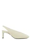 Jil Sander White Slingback Pumps With Square Toe And High Heel In Leather Woman In White