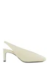 Jil Sander White Slingback Pumps With Square Toe And High Heel In Leather Woman In Multicolor