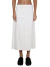 Jil Sander White Solid Midi Skirt In White
