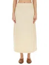 Jil Sander White Solid Midi Skirt In Multi