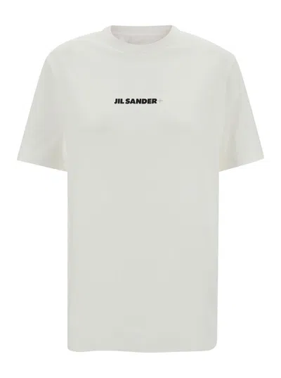 Jil Sander White T-shirt With Contrasting Logo Print In Cotton Woman