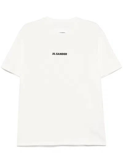 JIL SANDER JIL SANDER WHITE T-SHIRT WITH LOGO PRINT