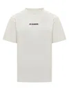 Jil Sander White T-shirt With Short Sleeves And Contrasting Logo Print In Cotton Man In Neutral