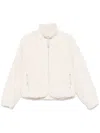 Jil Sander Textured High Collar Long Sleeve Jacket In White