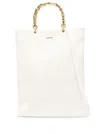 Jil Sander White Tote Bag With Bamboo Handles In Leather Woman In White
