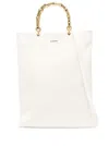 Jil Sander White Tote Bag With Bamboo Handles In Leather Woman